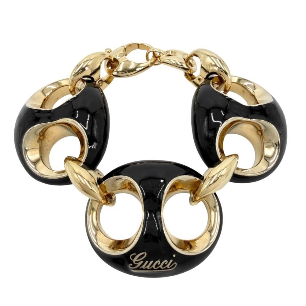 Gucci Marina Chain Bracelet for Men and Women, Size L, GUCCI 838126, Black Go...